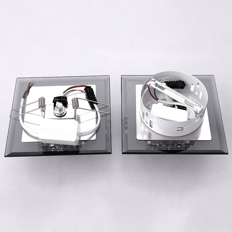 Modern Led Crystal Block Flush Ceiling Light Fixture - Small Corridor