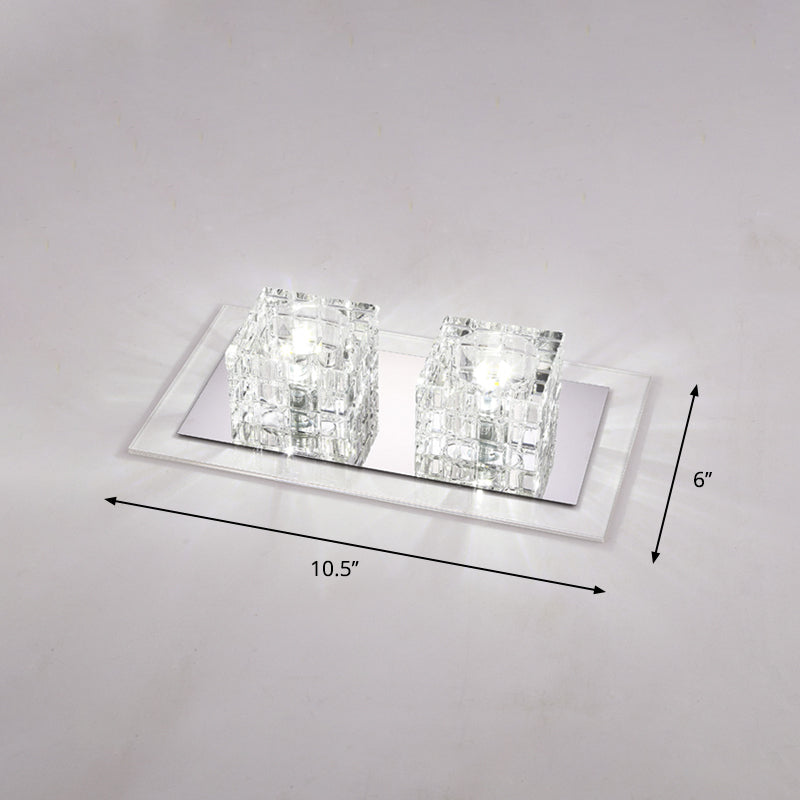 Contemporary Crystal Block Led Flush Mount Ceiling Light With Clear Corridor Illumination 2 / White