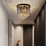 Minimalist Crystal Flushmount Lighting - Black Cylindrical Corridor Ceiling Flush Light (10/12/16)