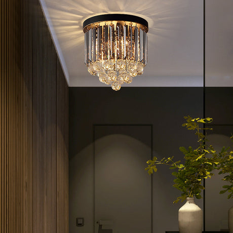 Minimalist Crystal Flushmount Lighting - Black Cylindrical Corridor Ceiling Flush Light (10/12/16)