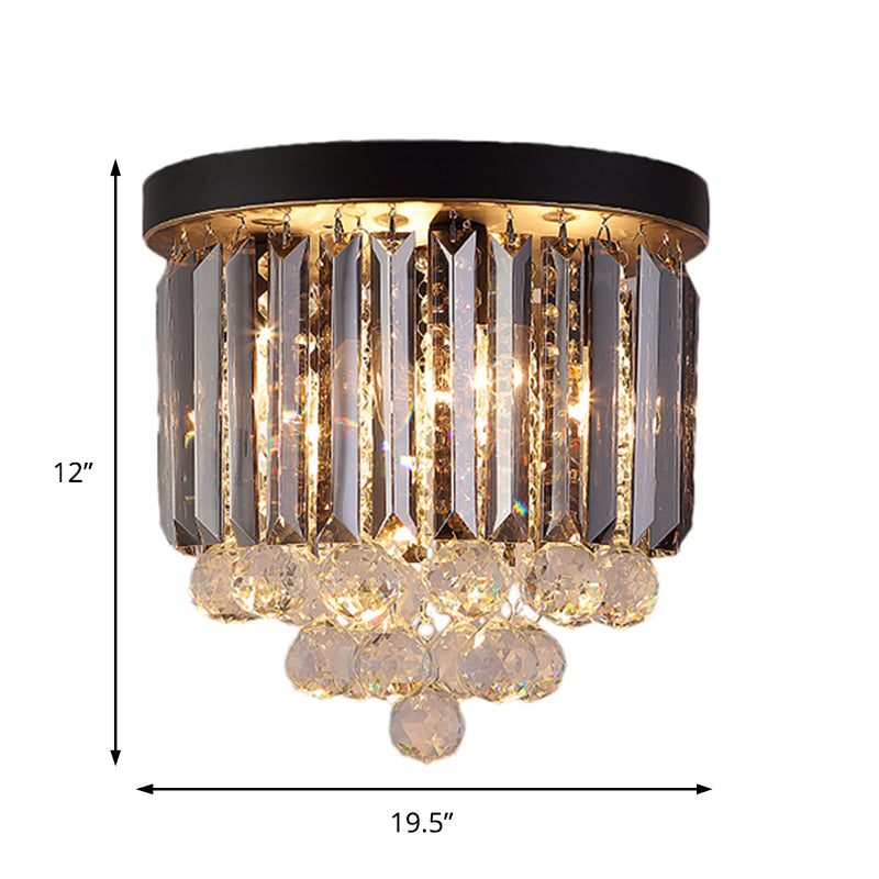 Minimalist Crystal Flushmount Lighting - Black Cylindrical Corridor Ceiling Flush Light (10/12/16)