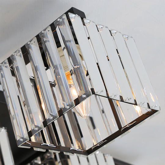 Modern Black/Gold Cubic Flush Mount Crystal Ceiling Lighting - 4/6/8 Lights For A Stylish Living