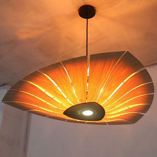 Southeast Asian Wood Triangular Suspension Light - Restaurant Chandelier Fixture