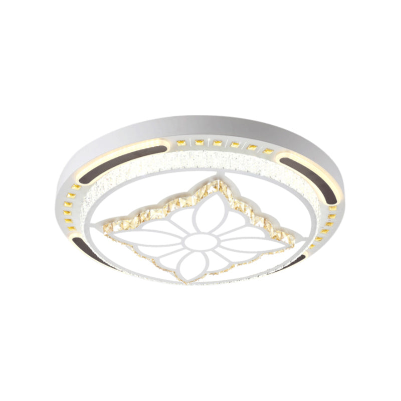 Contemporary Led Crystal Shaded Flush Ceiling Light - 23.5’/31.5’ W White