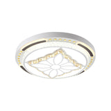 Contemporary Led Crystal Shaded Flush Ceiling Light - 23.5/31.5 W White