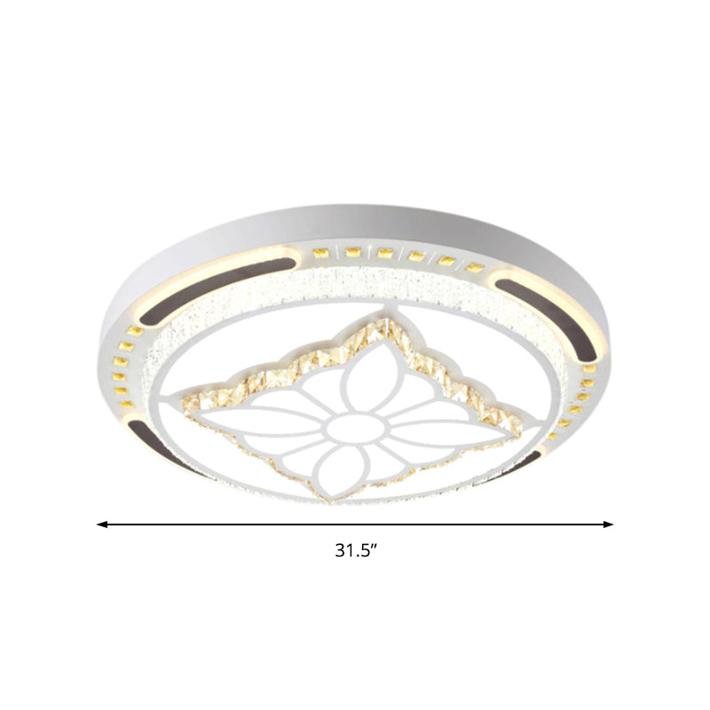 Contemporary Led Crystal Shaded Flush Ceiling Light - 23.5’/31.5’ W White