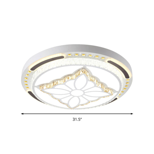 Contemporary Led Crystal Shaded Flush Ceiling Light - 23.5/31.5 W White
