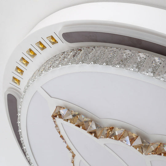Contemporary Led Crystal Shaded Flush Ceiling Light - 23.5/31.5 W White