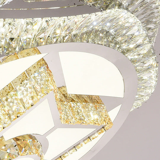Modern Led Crystal Dome Flush Mount Ceiling Light In Chrome With Star/Gyro Pattern For Living Room