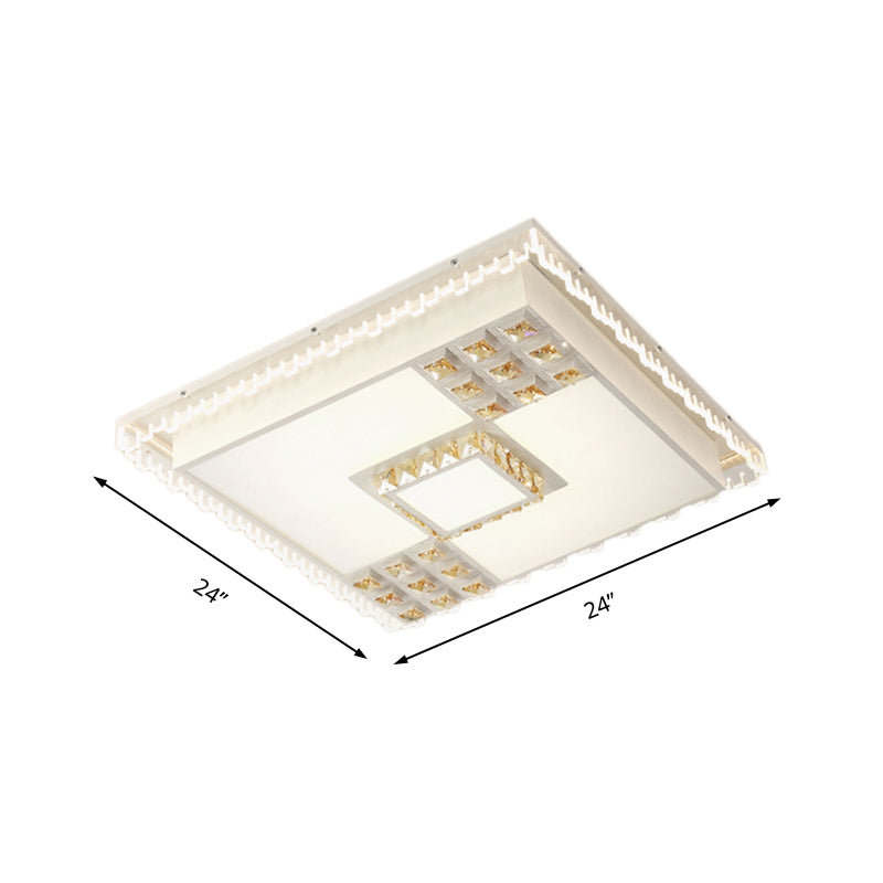 Contemporary Crystal Led Ceiling Light Fixture For Living Room - White Flushmount
