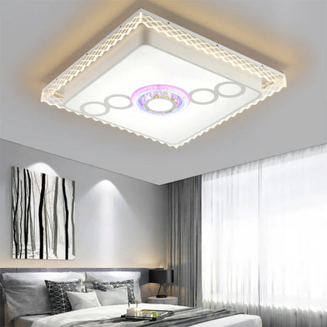 Iron Led Ceiling Light With Crystal Bubbles For Nordic Living Rooms White / Square