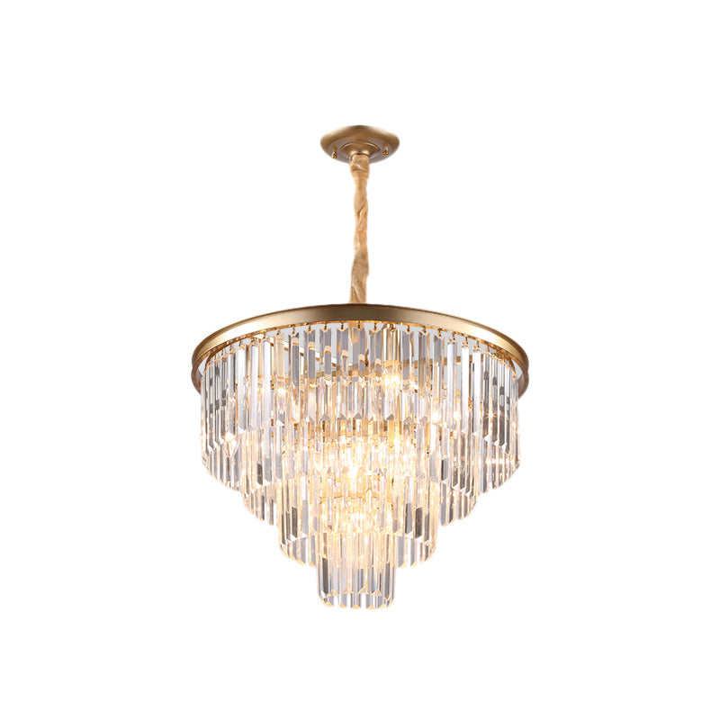 Minimalist Crystal Pendant Chandelier - Black/Gold Adjustable & 6/9/15-Light Options