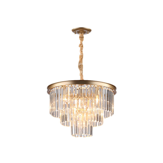 Minimalist Crystal Pendant Chandelier - Black/Gold Adjustable & 6/9/15-Light Options