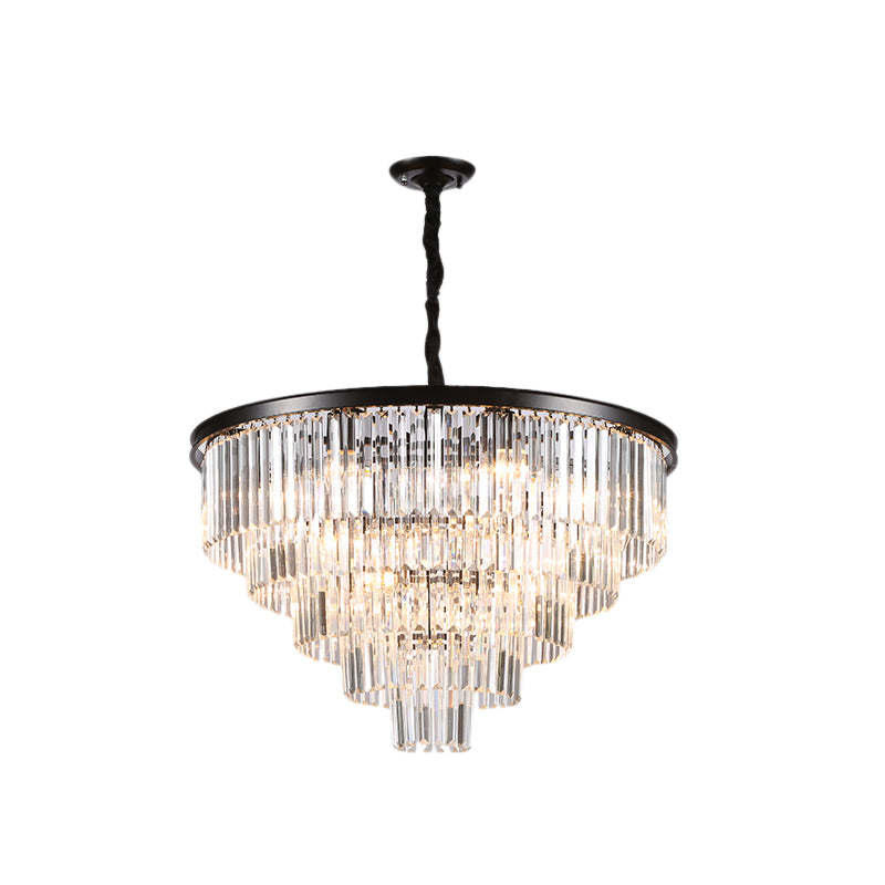Minimalist Crystal Pendant Chandelier - Black/Gold Adjustable & 6/9/15-Light Options