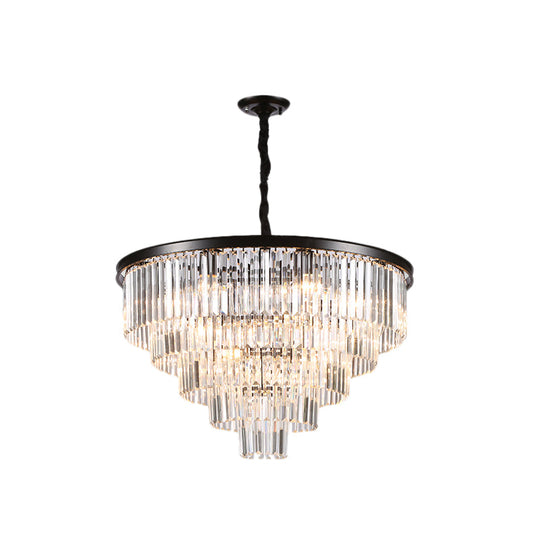 Minimalist Crystal Pendant Chandelier - Black/Gold Adjustable & 6/9/15-Light Options