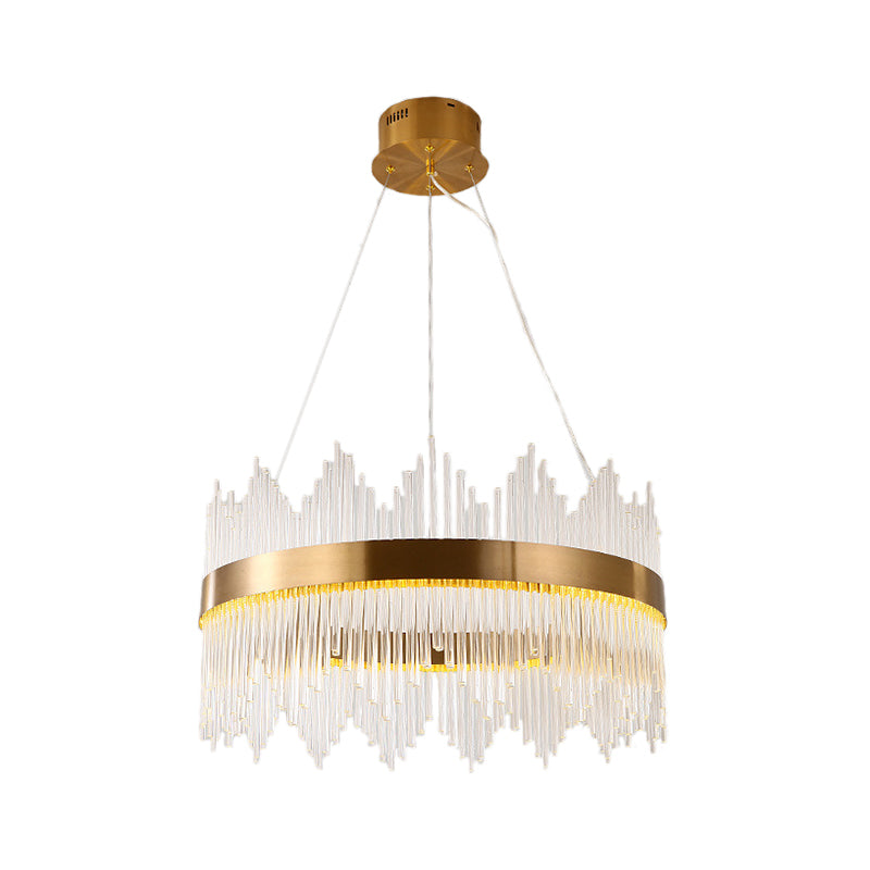 Modern Crystal Wavy Icicle Chandelier Lamp - Adjustable Length Led Gold Ceiling Light Fixture