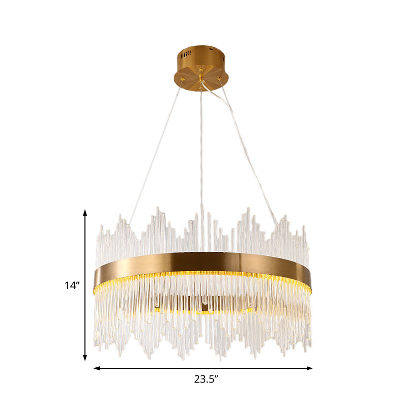 Modern Crystal Wavy Icicle Chandelier Lamp - Adjustable Length Led Gold Ceiling Light Fixture