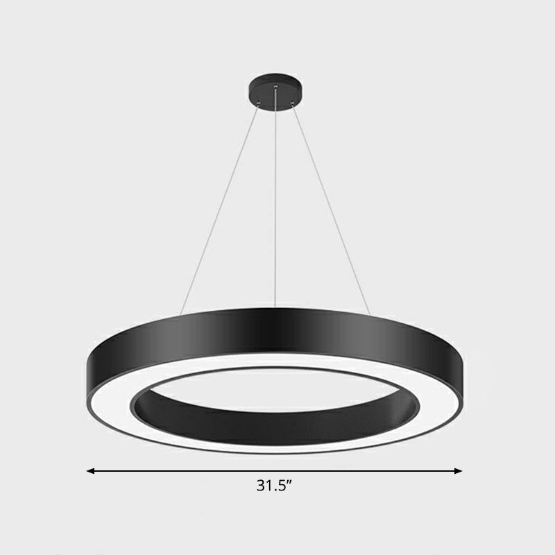 Geometric Led Ceiling Light: Modern Acrylic Office Chandelier - Black / 31.5’’ Round