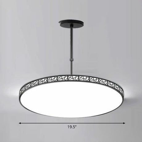 Modern Metallic Hollow-Carved Led Chandelier For Conference Room Lighting Black / 19.5 White