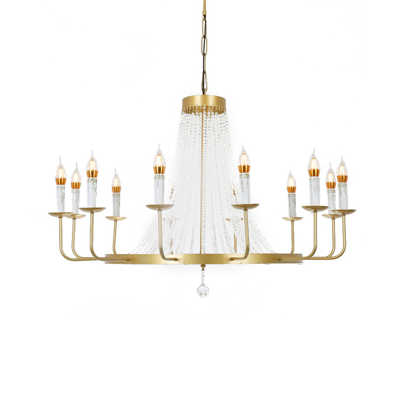 Stunning Crystal Tassel Chandelier Pendant - 5/8/12 Lights Hangs From Ceiling Brass Finish