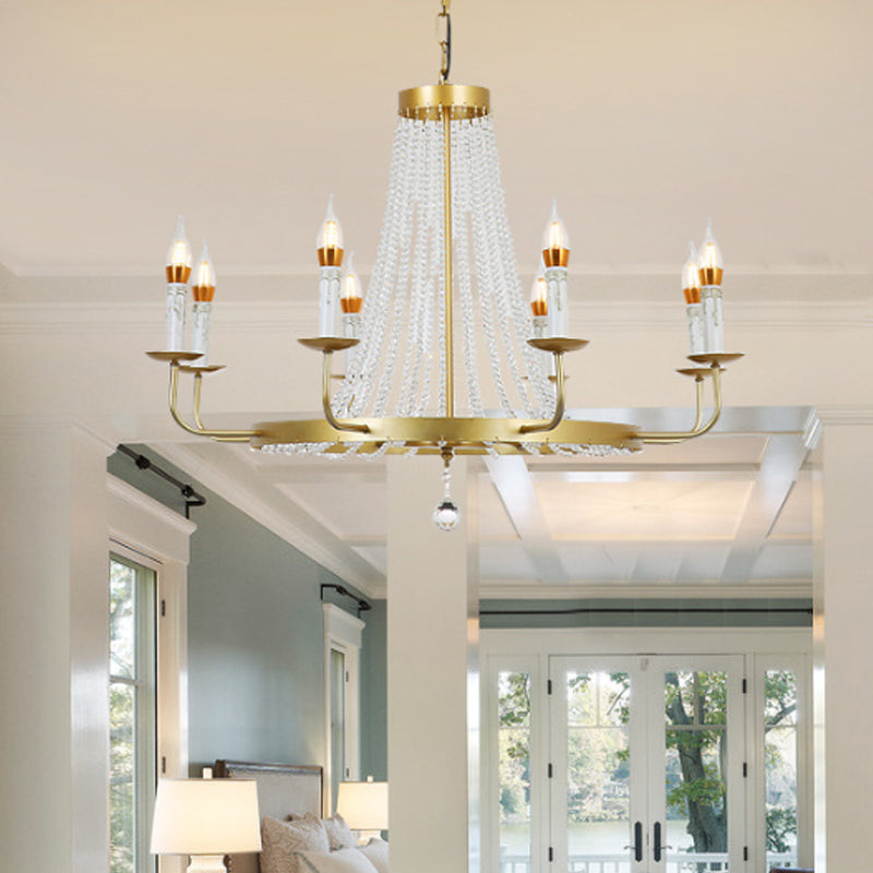 Stunning Crystal Tassel Chandelier Pendant - 5/8/12 Lights Hangs From Ceiling Brass Finish