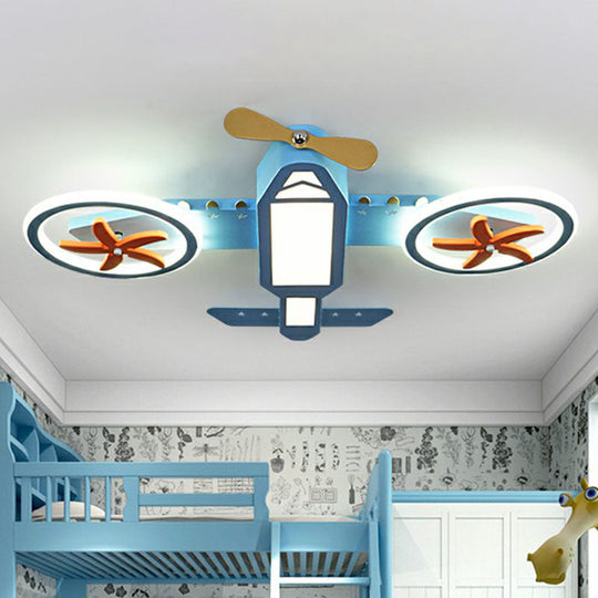 Blue Led Flush Mount Ceiling Light For Child’s Room - Simplicity And Style In Third Gear