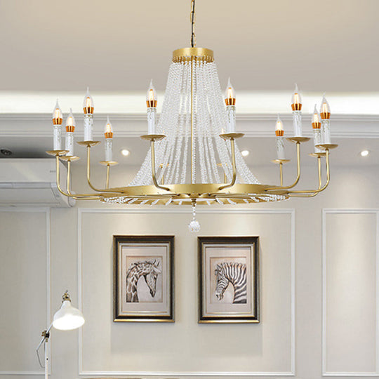 Stunning Crystal Tassel Chandelier Pendant - 5/8/12 Lights Hangs From Ceiling Brass Finish