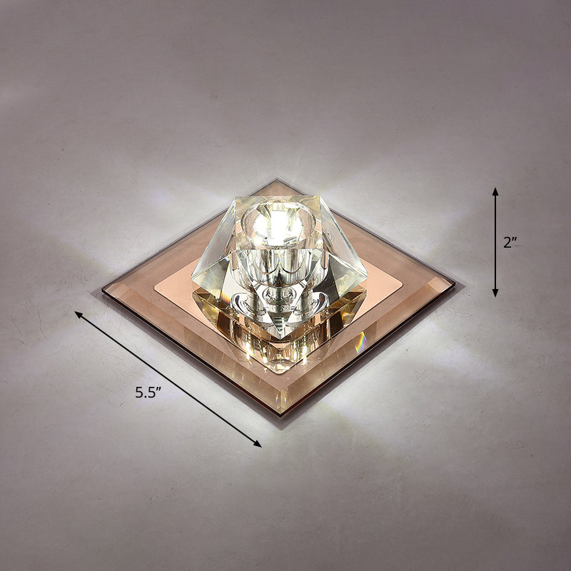 Modern Gemstone Ceiling Light With Crystal Accents And Led Lighting For Corridors Tan / White