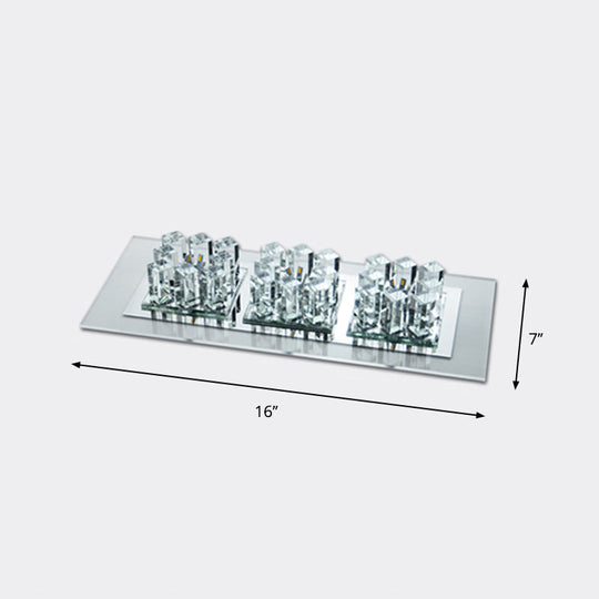 Crystal Entryway Rectangle Led Flush Mount Ceiling Light