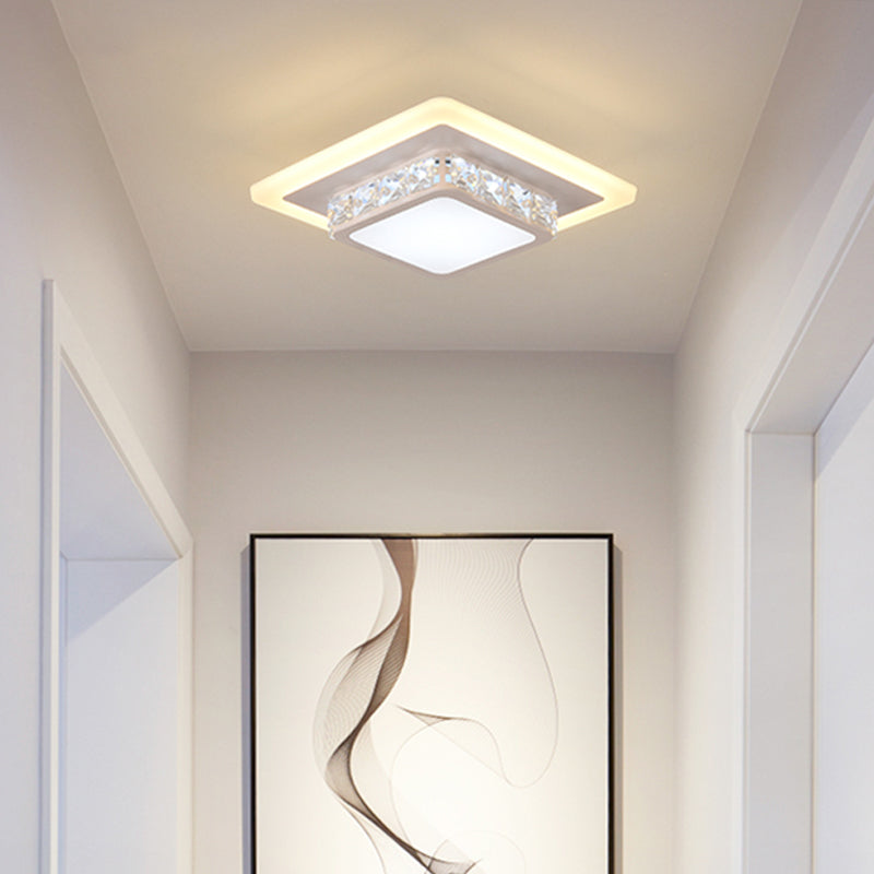Mini Led Crystal Flush Mount Light For Elegant Corridors - Simplicity In Ceiling Lighting
