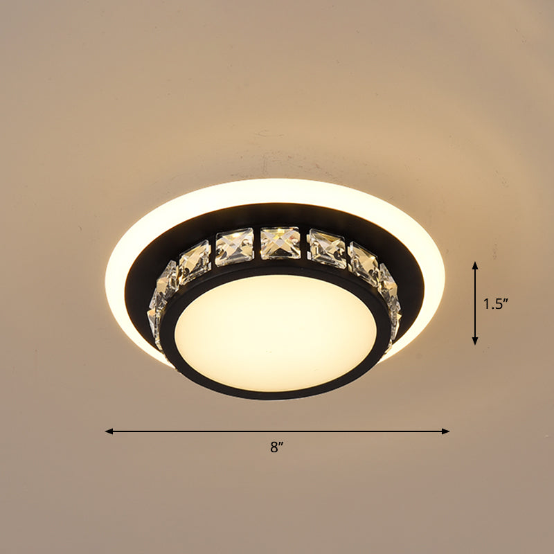 Mini Led Crystal Flush Mount Light For Elegant Corridors - Simplicity In Ceiling Lighting Black /