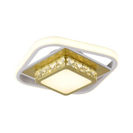 Acrylic Led Flush Ceiling Light: Square Nordic Style With Crystal Accent Ideal For Entryways