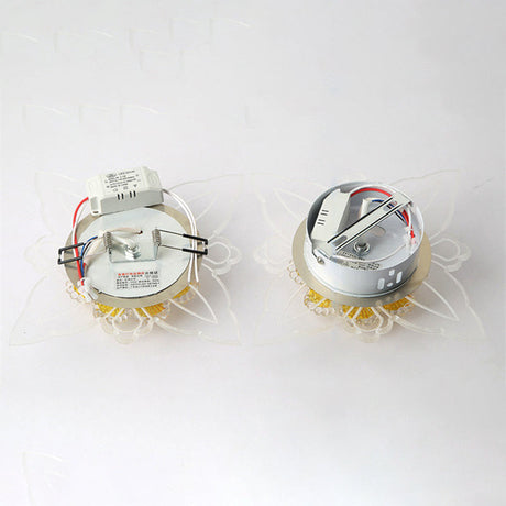 Yellow Crystal Minimalist Led Flush Mount With Floral Shape For Corridors