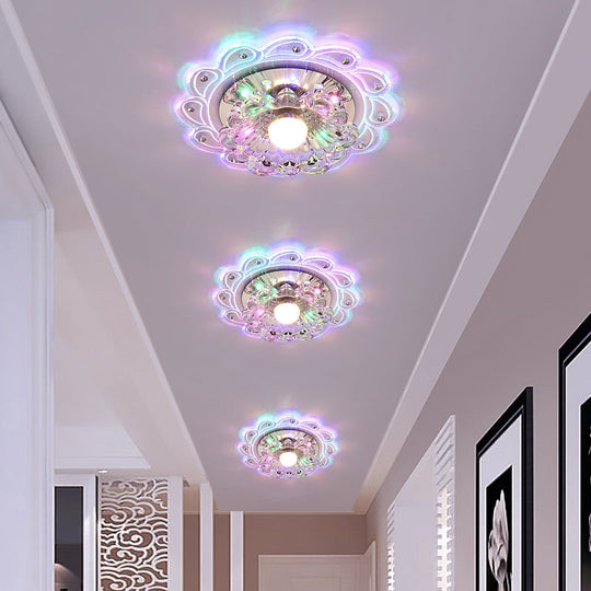 Crystal Clear Led Flush Mount Ceiling Light For Foyer - Blossom Simplicity