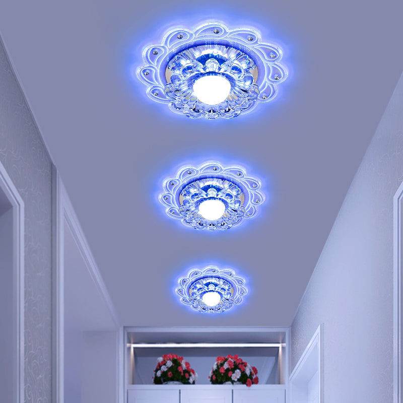 Crystal Clear Led Flush Mount Ceiling Light For Foyer - Blossom Simplicity
