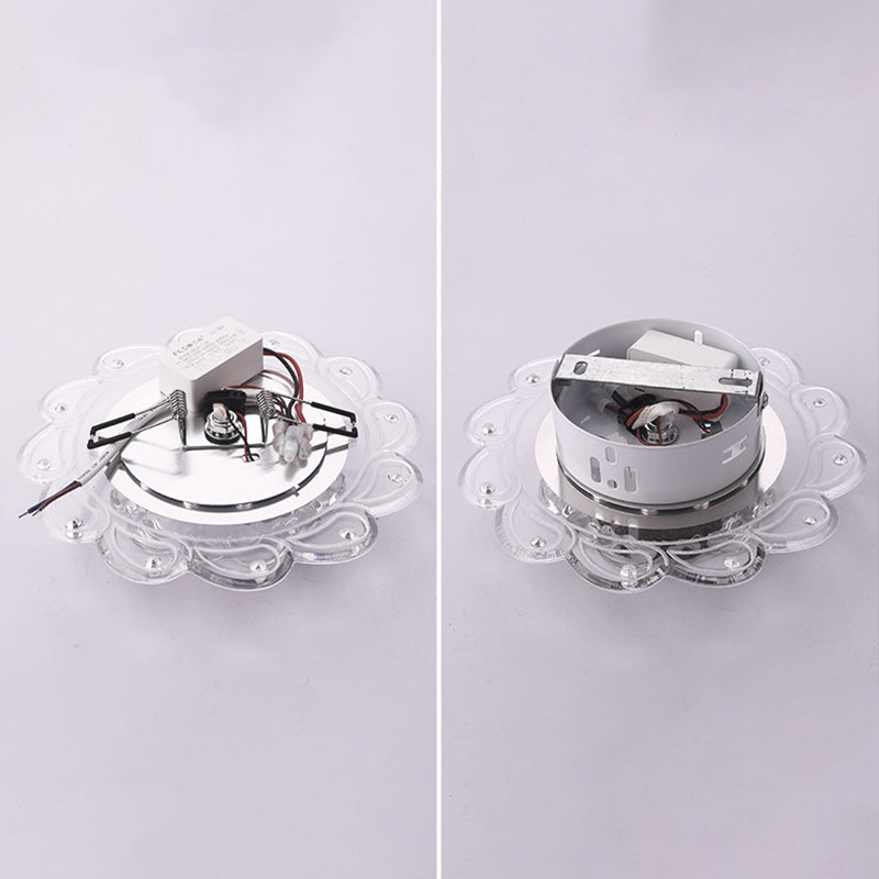 Crystal Clear Led Flush Mount Ceiling Light For Foyer - Blossom Simplicity