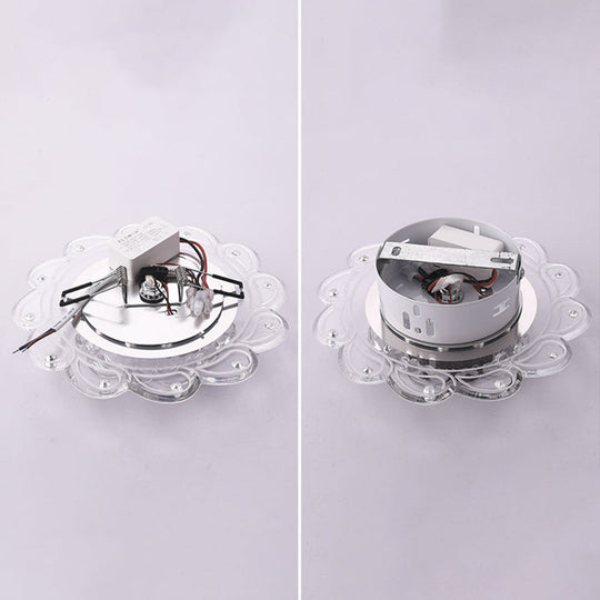 Crystal Clear Led Flush Mount Ceiling Light For Foyer - Blossom Simplicity