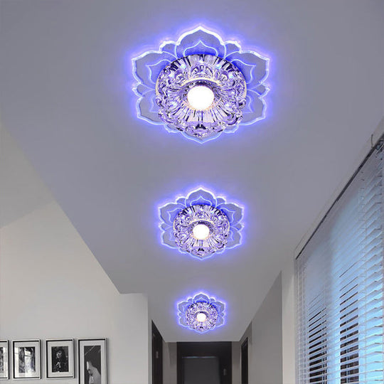 Modern Clear Led Flush Ceiling Light For Foyer - Blossom Shade Crystal