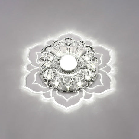 Modern Clear Led Flush Ceiling Light For Foyer - Blossom Shade Crystal / White