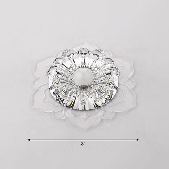 Modern Clear Led Flush Ceiling Light For Foyer - Blossom Shade Crystal