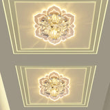 Minimalist Crystal Clear Led Floral Shade Flush Mount Light For Corridor