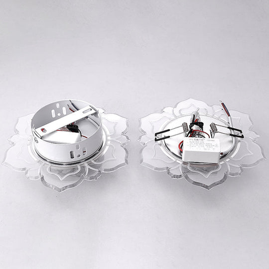 Modern Crystal Led Flush Mount Ceiling Light For Hallway - Clear Blossom Design