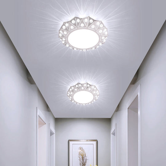 Modern Acrylic Led Ceiling Light In White For Foyer - Flush Mount Fixture