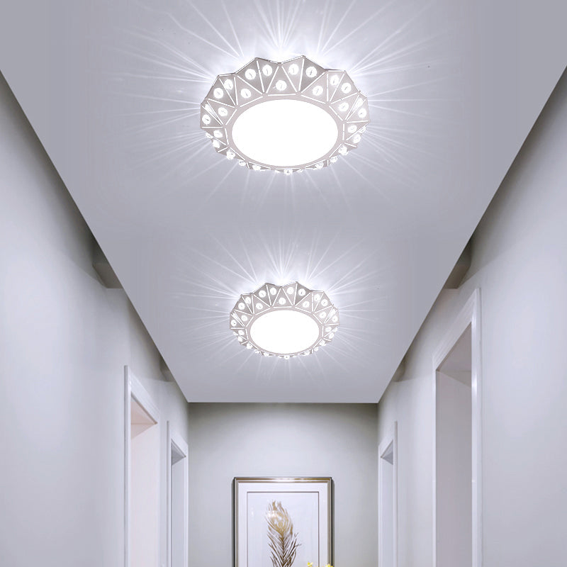 Modern Acrylic Led Ceiling Light In White For Foyer - Flush Mount Fixture
