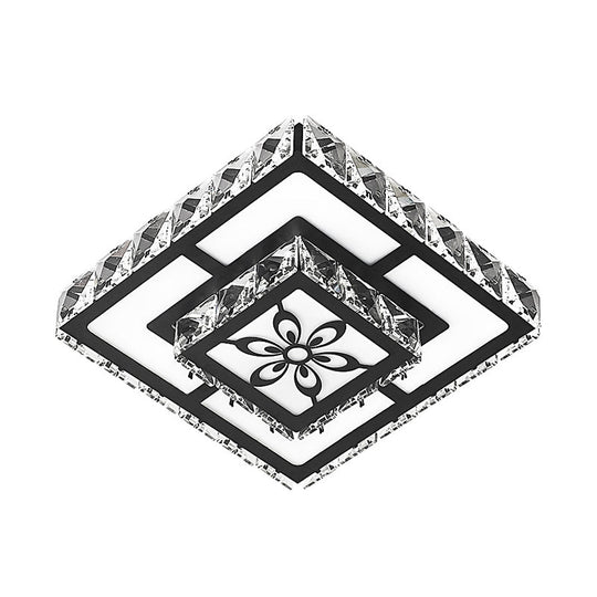 Modern Crystal Flush Ceiling Light - Square Shape Led Corridor Fixture