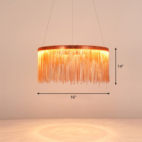 Modern Fringed Round Ceiling Pendant Light For Living Room Rose Gold / 16