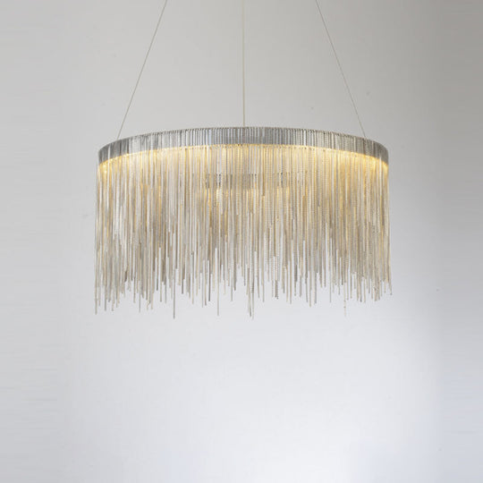 Postmodern Style Metal Fringe Pendant Light Fixture - Perfect For Living Room Silver / 23.5’’