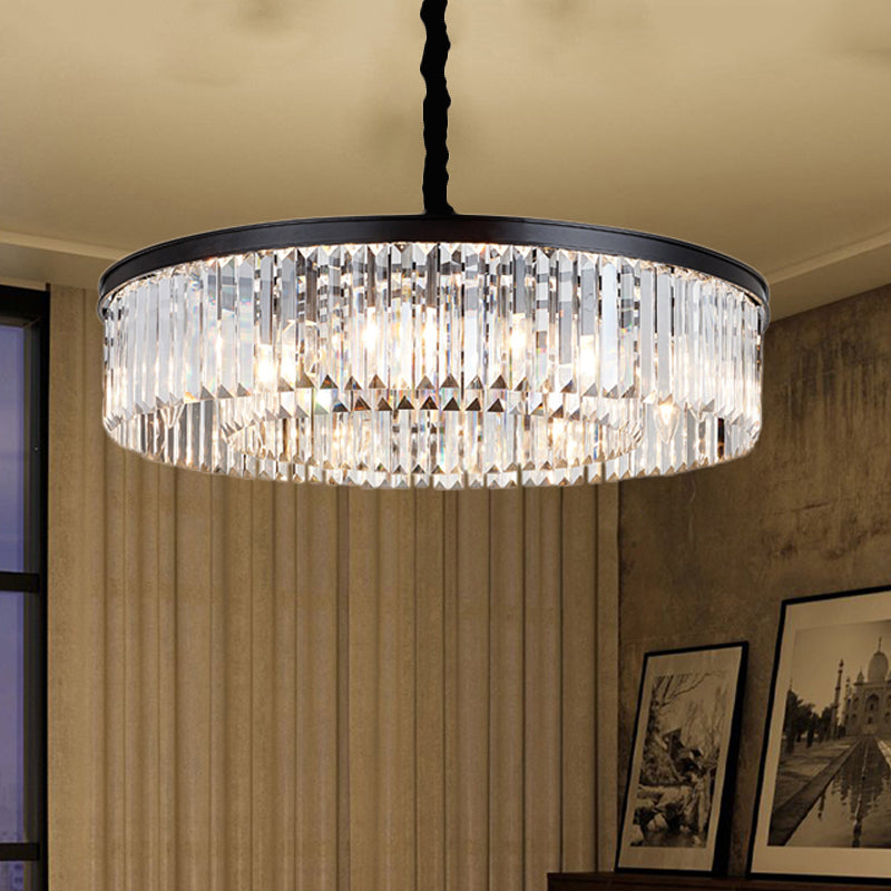 Modern Round Crystal Chandelier - Black Flush Mount Light Multiple Sizes And Options Available