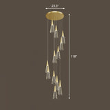 Spiral Conical Pendant Light For Modern Stairwells