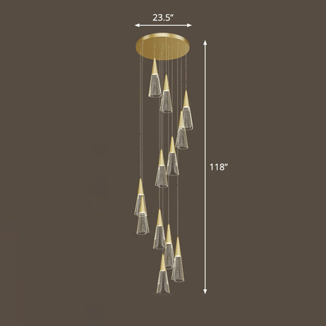 Spiral Conical Pendant Light For Modern Stairwells